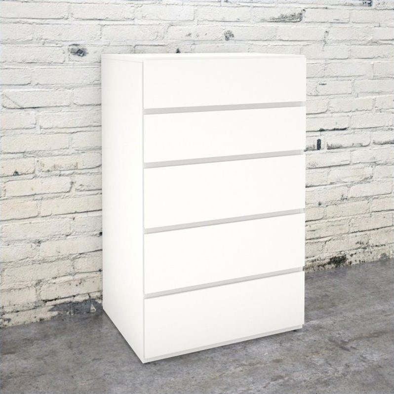 Nexera Blvd 5 Drawer Chest in White Homesquare