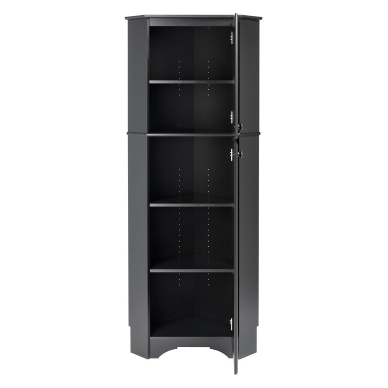 Prepac Elite Tall 2 Door Corner Storage in Black Homesquare