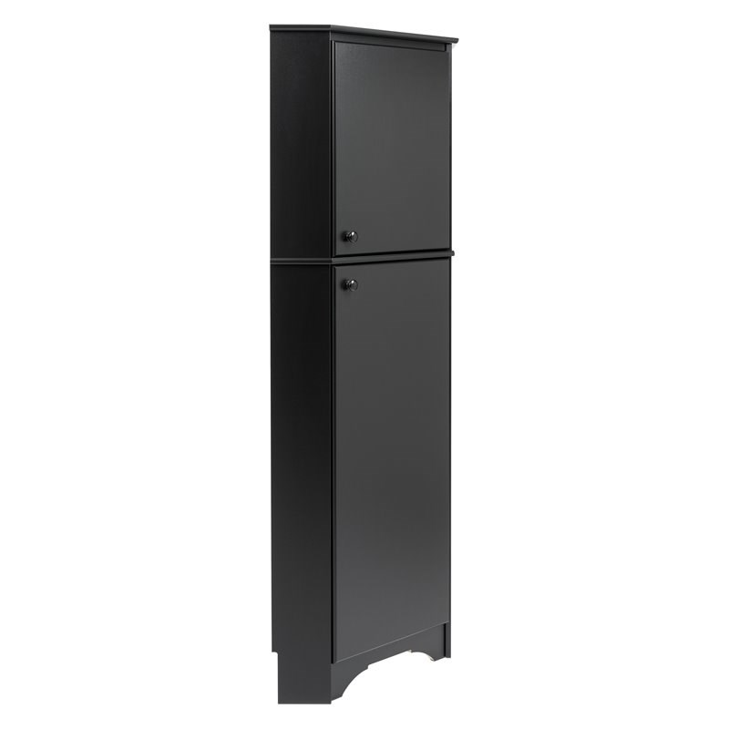 Prepac Elite Tall 2 Door Corner Storage in Black Homesquare