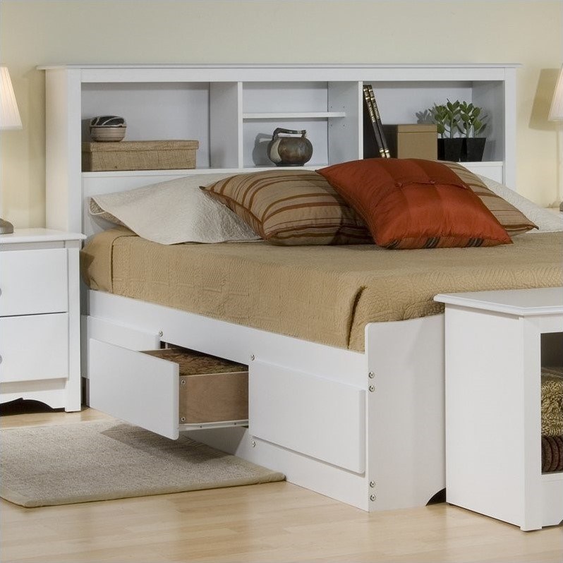 Prepac Queen Platform Storage Bed Prepac Monterey White Queen Wood Platform Storage Bed 4 Piece Bedroom