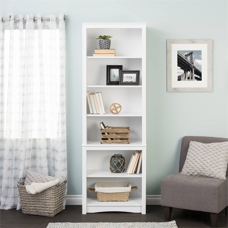 Prepac Tall 6 Shelf Bookcase in White Homesquare