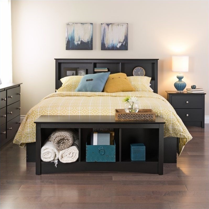 Prepac Sonoma Full / Queen Bookcase Headboard in Black Homesquare