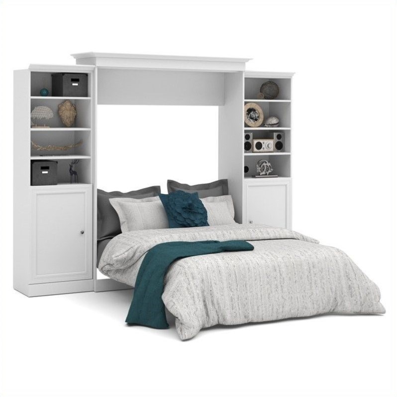 Bestar Versatile 115'' Queen Wall Bed with 2 Piece 2 Door Storage Unit