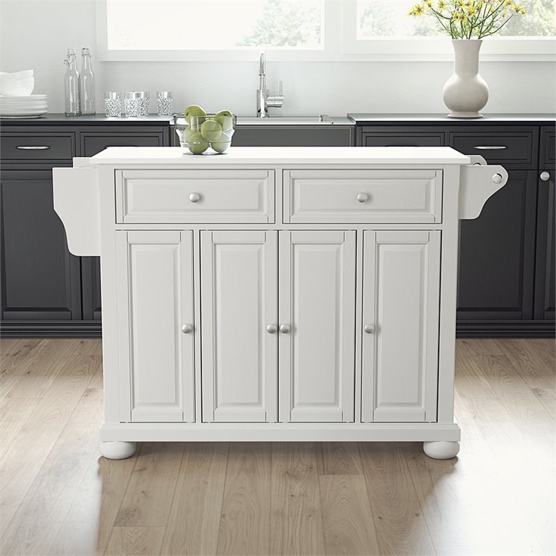 Crosley Alexandria Granite Top Kitchen Island in White Homesquare