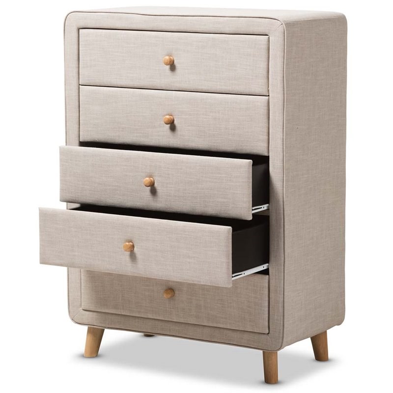 baxton studio jonesy 5 drawer linen upholstered chest in