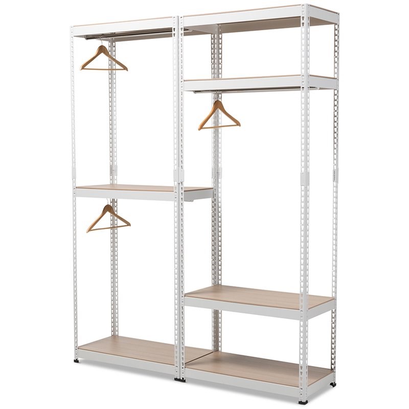 Baxton Studio Gavin 7 Shelf Metal Closet Storage Organizer in White