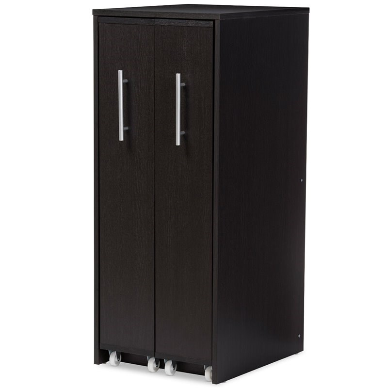 Baxton Studio Lindo 2 Pull Out Door Media Storage in Brown