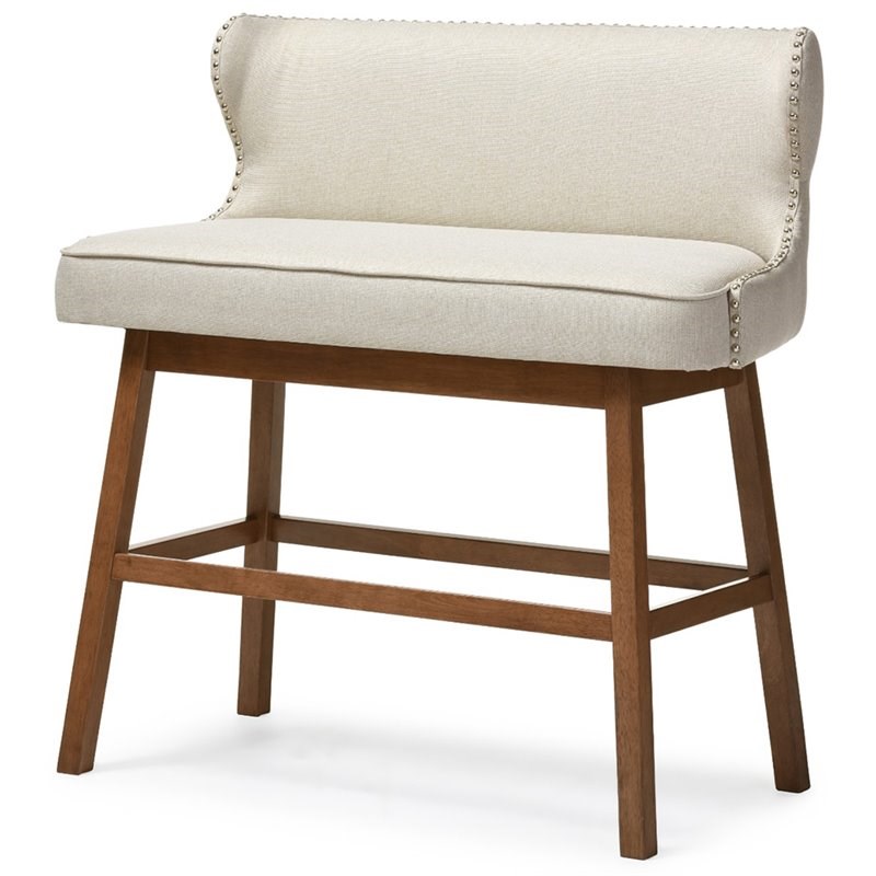 Baxton Studio Gradisca Upholstered Bar Bench in Beige Homesquare