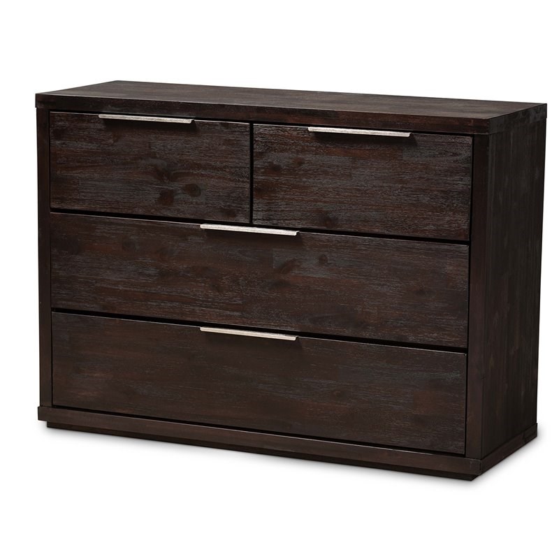 Baxton Studio Titus Dark Brown Finished Wood 4Drawer Dresser Homesquare