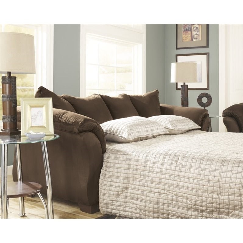 Ashley Furniture Darcy Fabric Full Size Sleeper Sofa in Cafe Homesquare