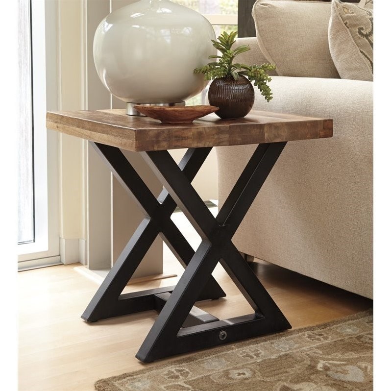 Ashley Furniture Wesling Square End Table in Light Brown Homesquare