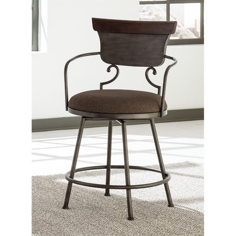 ashley furniture moriann 24" swivel metal counter stool in brown d608624