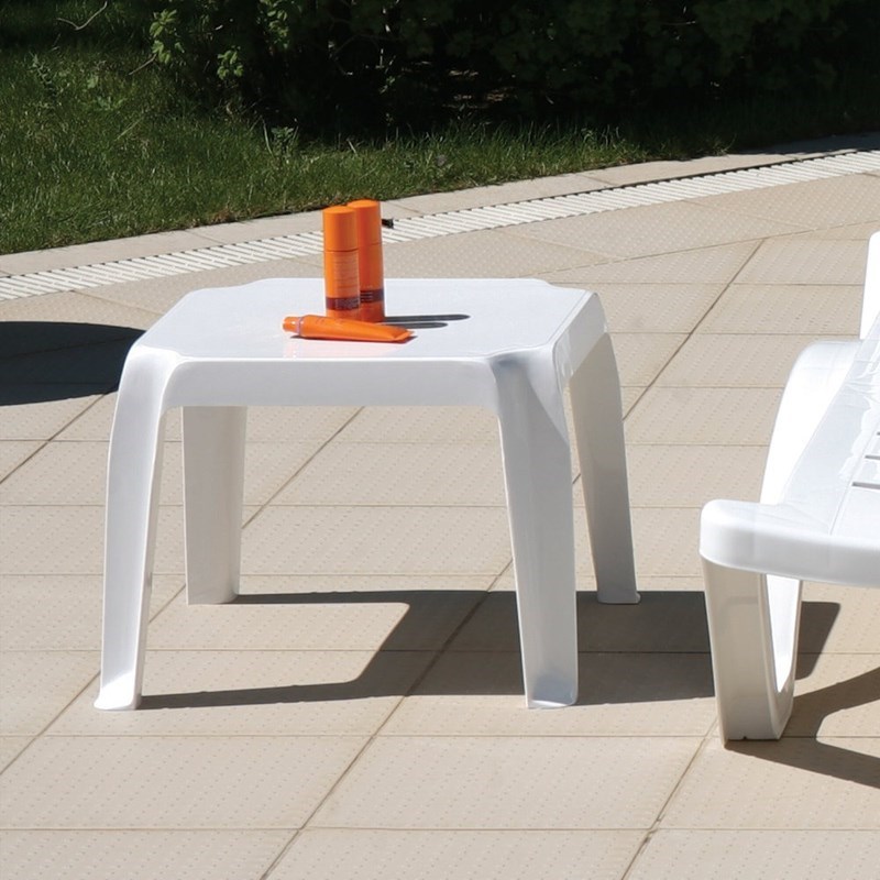 Compamia Sunray Square Resin Patio Side Table in White Homesquare