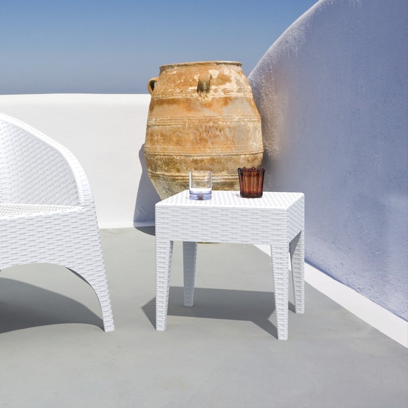 White Resin Patio Side Table compamia miami square resin patio side table in white isp858wh