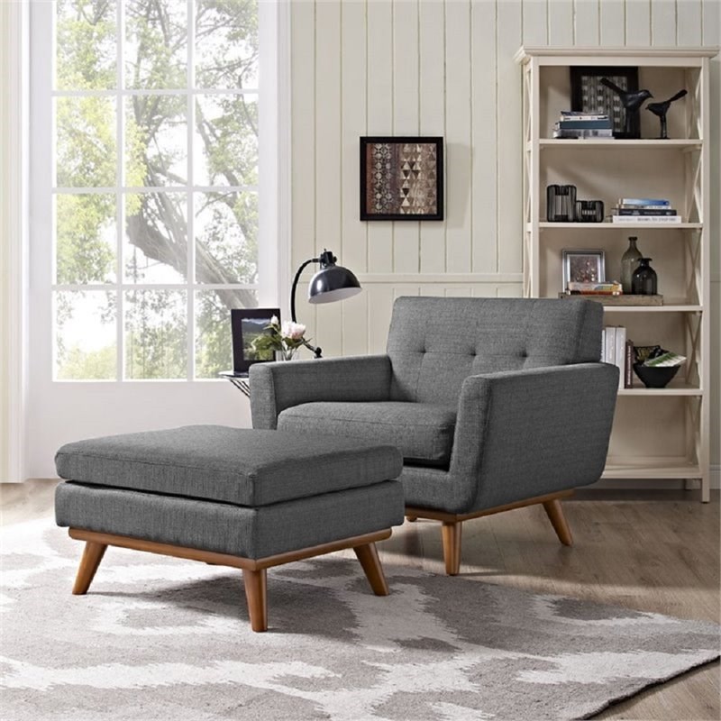 Modway Engage Accent Chair with Ottoman in Gray Homesquare