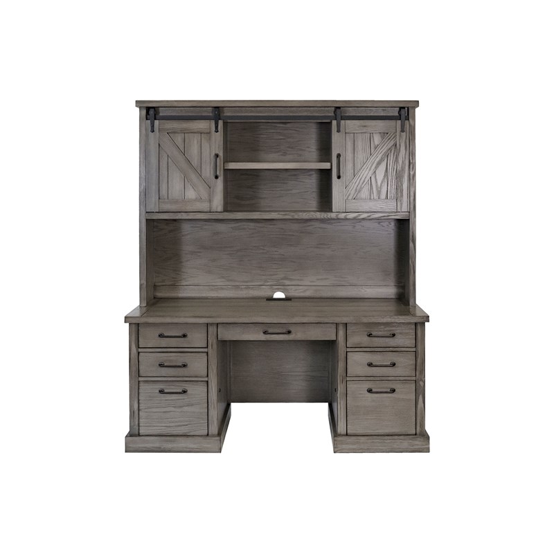 Rustic Wood Hutch With Wood Doors Storage Hutch Fully Assembled Gray