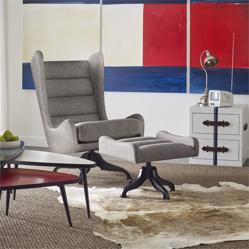 Tommy Hilfiger Helios Swivel Footstool in Gray Homesquare