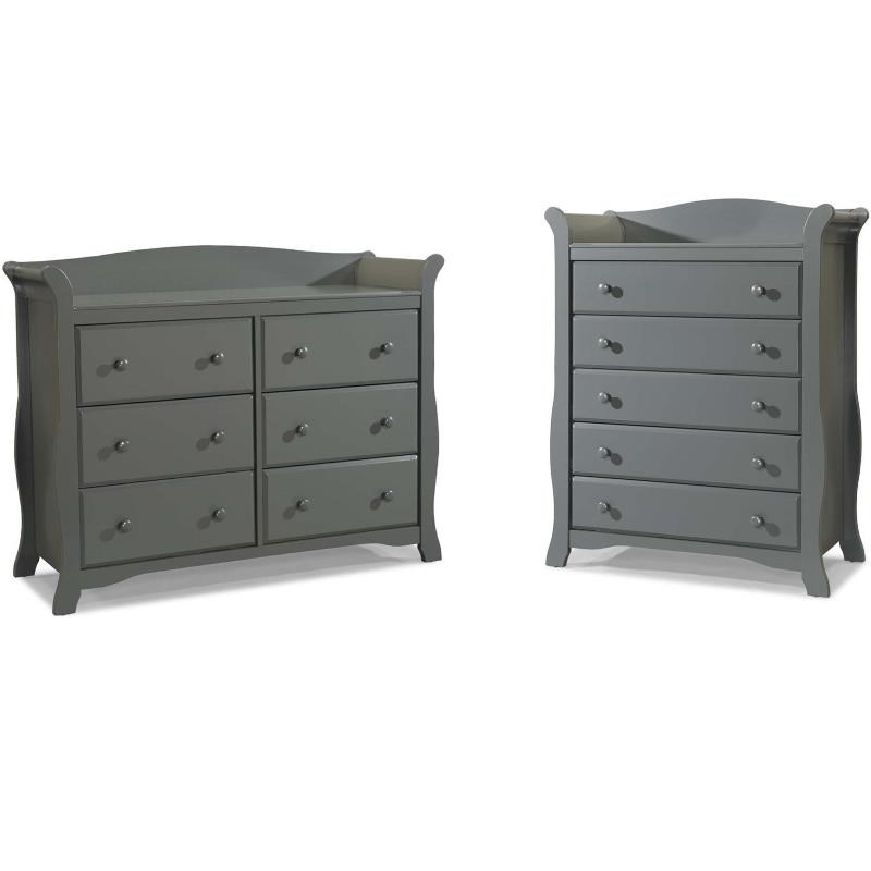 6Drawer Double Dresser and 5Drawer Chest Nursery Furniture Set in