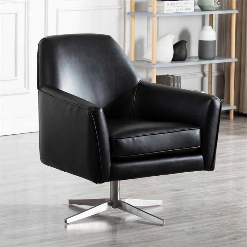 Phoenix Black Faux Leather Swivel Armchair Homesquare