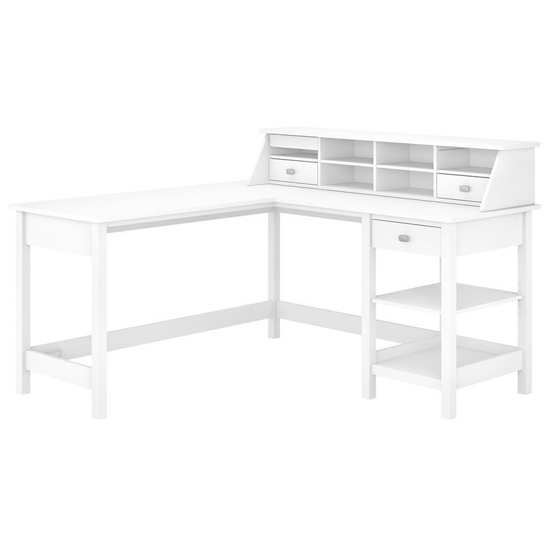 Bush Furniture Broadview 60W L Shaped Computer Desk with Desktop Organizer Homesquare