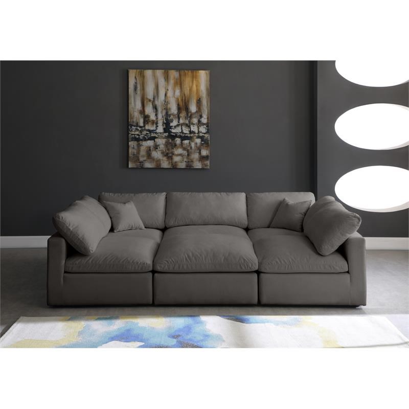 meridian furniture plush standard gray velvet cloud