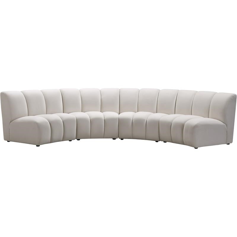 Meridian Furniture Infinity Cream Velvet 4pc. Modular Sectional