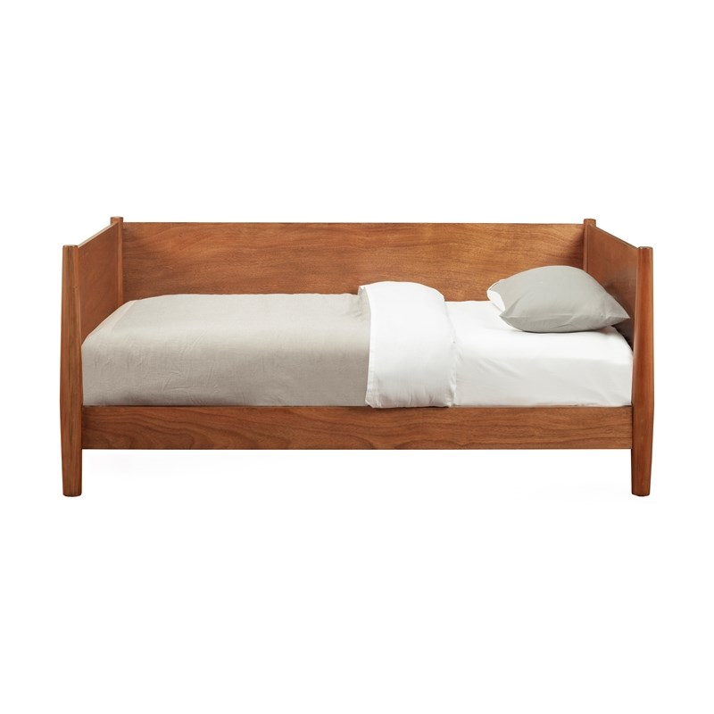 Alpine Furniture Flynn Mid Century Modern Twin Size Day Bed in Acorn