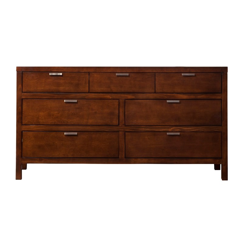 Alpine Furniture Carmel Wood 7 Drawer Dresser in Cappuccino (Brown