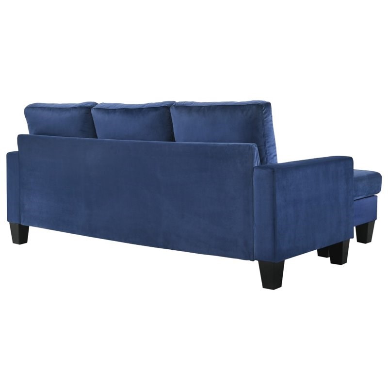 Glory Furniture Jessica Velvet Sofa Chaise in Navy Blue Homesquare