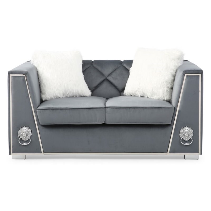 glory furniture manhattan velvet loveseat in gray g0819al