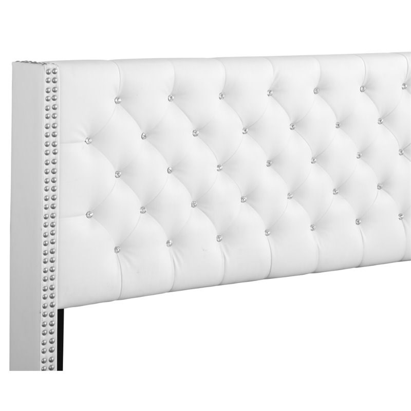 Glory Furniture Julie Faux Leather Upholstered Queen Bed in White Homesquare
