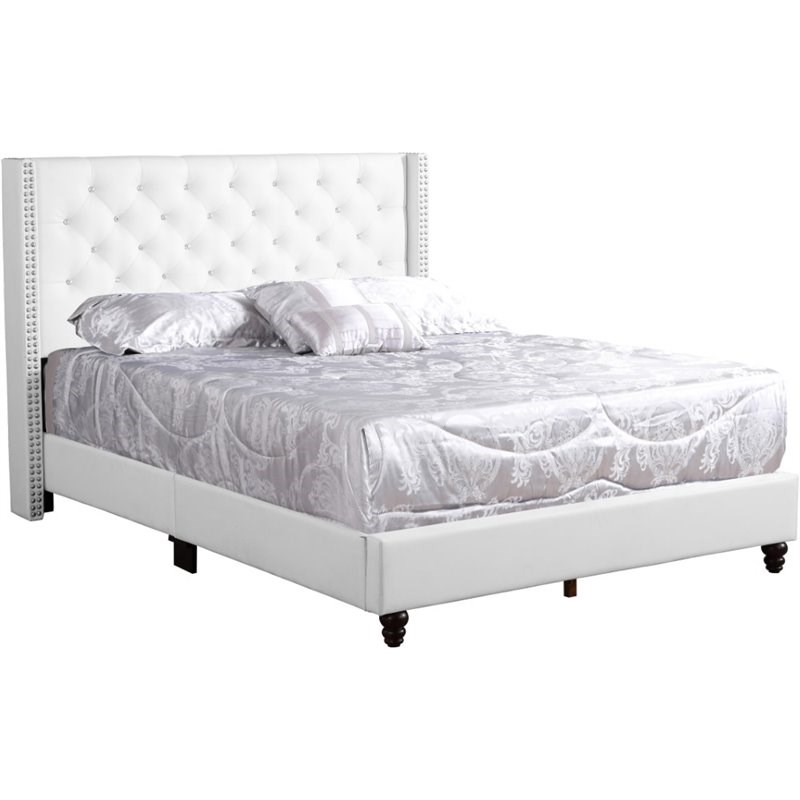 Glory Furniture Julie Faux Leather Upholstered Queen Bed in White