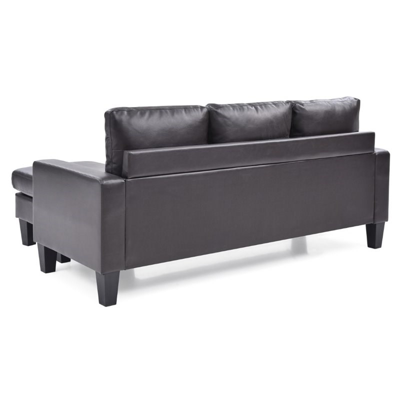 Glory Furniture Jenna Faux Leather Sofa Chaise in Cappuccino Homesquare