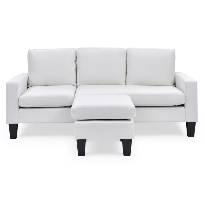 Glory Furniture Jenna Faux Leather Sofa Chaise in White Homesquare