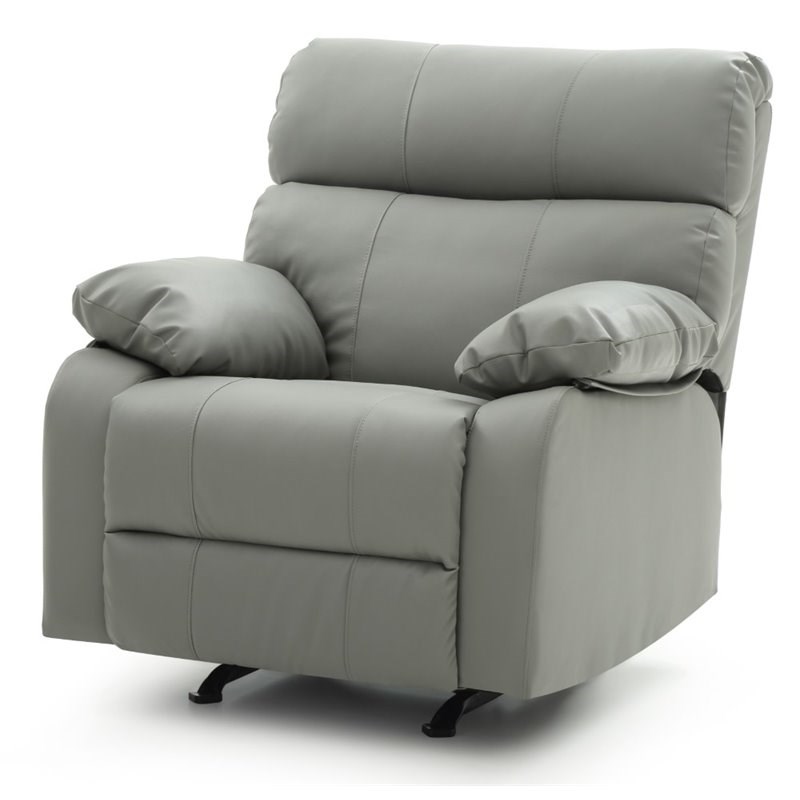 Glory Furniture Manny Faux Leather Rocker Recliner in Gray Homesquare