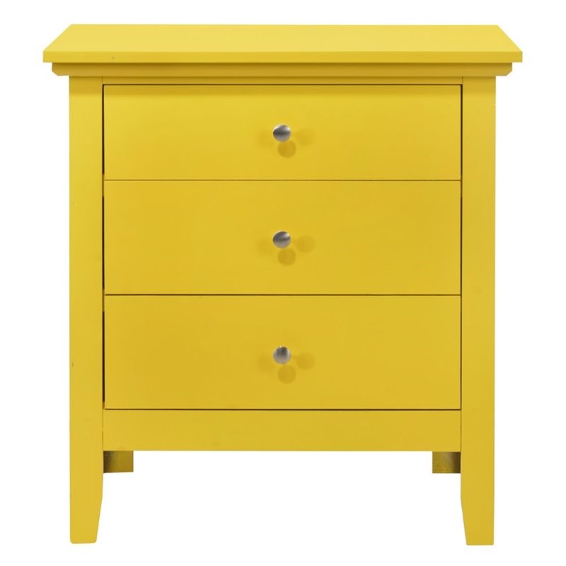 glory furniture hammond 3 drawer nightstand in yellow g5402n