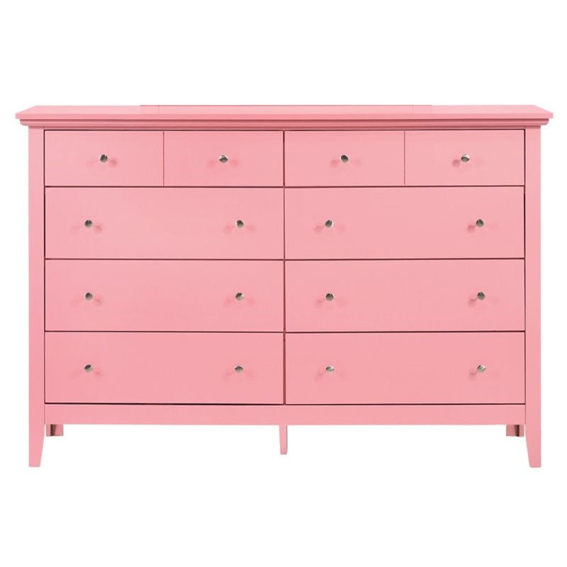 Glory Furniture Hammond 8 Drawer Dresser in Pink Homesquare