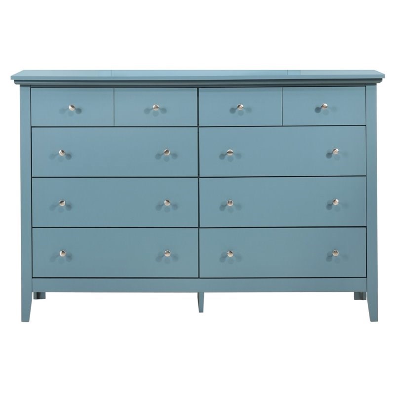 Glory Furniture Hammond 8 Drawer Dresser in Teal Homesquare