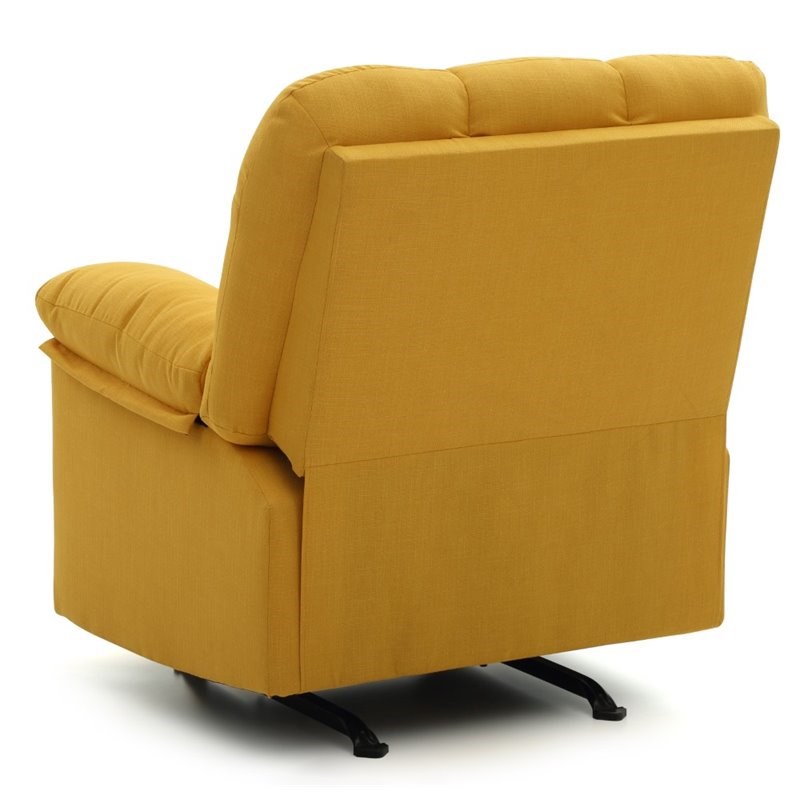 Glory Furniture Cindy Twill Fabric Rocker Recliner in Yellow Homesquare