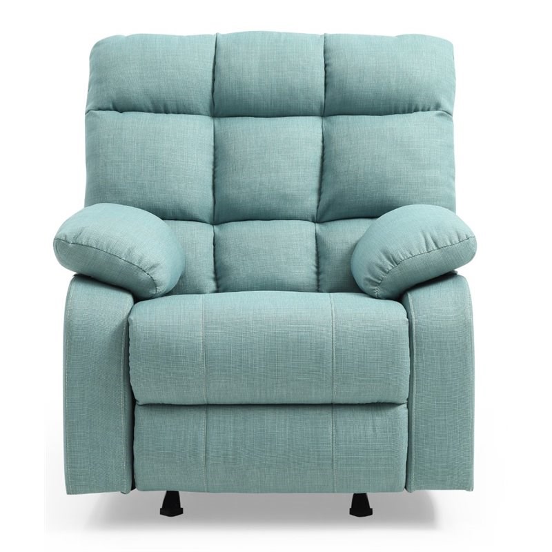 Glory Furniture Cindy Twill Fabric Rocker Recliner in Teal Homesquare