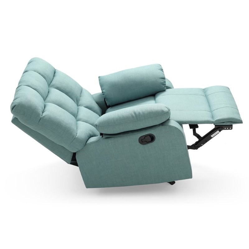 Glory Furniture Cindy Twill Fabric Rocker Recliner in Teal Homesquare