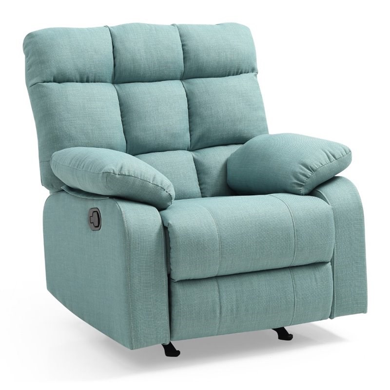 Glory Furniture Cindy Twill Fabric Rocker Recliner in Teal Homesquare