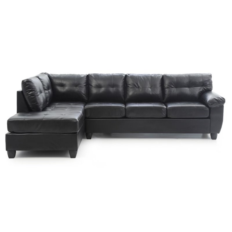 glory furniture gallant faux leather sectional in black g903bsc