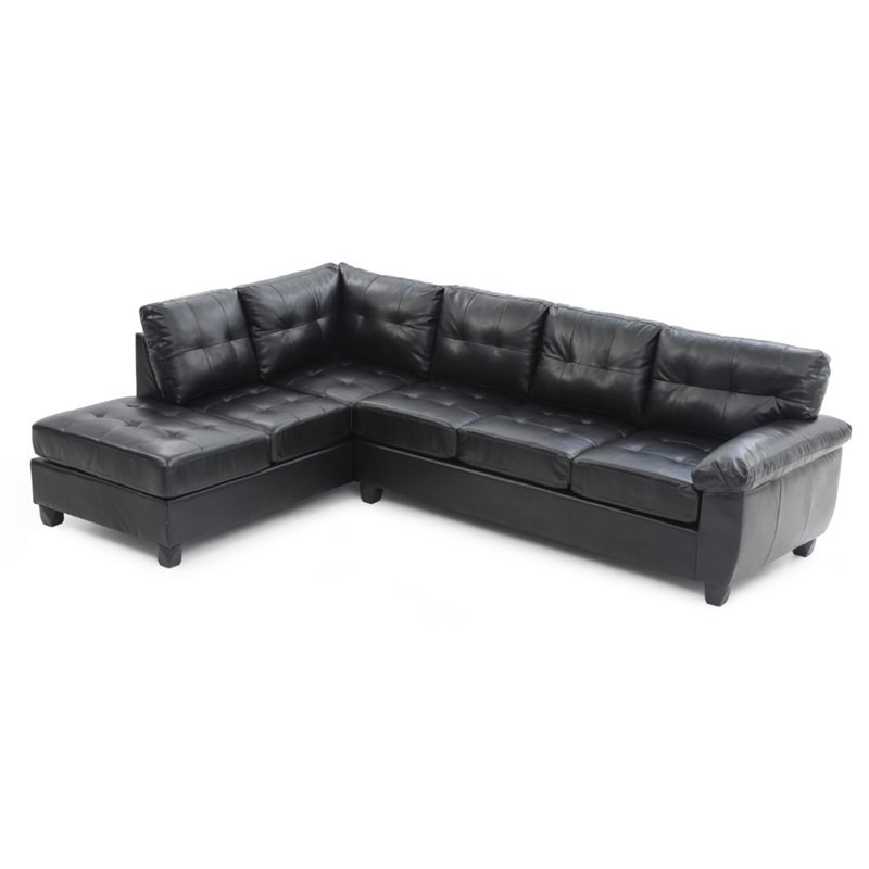 glory furniture gallant faux leather sectional in black g903bsc