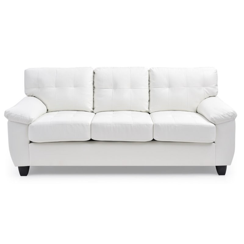 Glory Furniture Gallant Faux Leather Sofa in White Homesquare