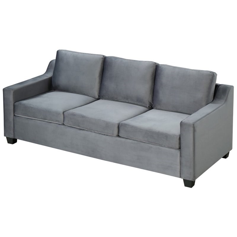Glory Furniture Ashley Velvet Sofa in Gray Homesquare