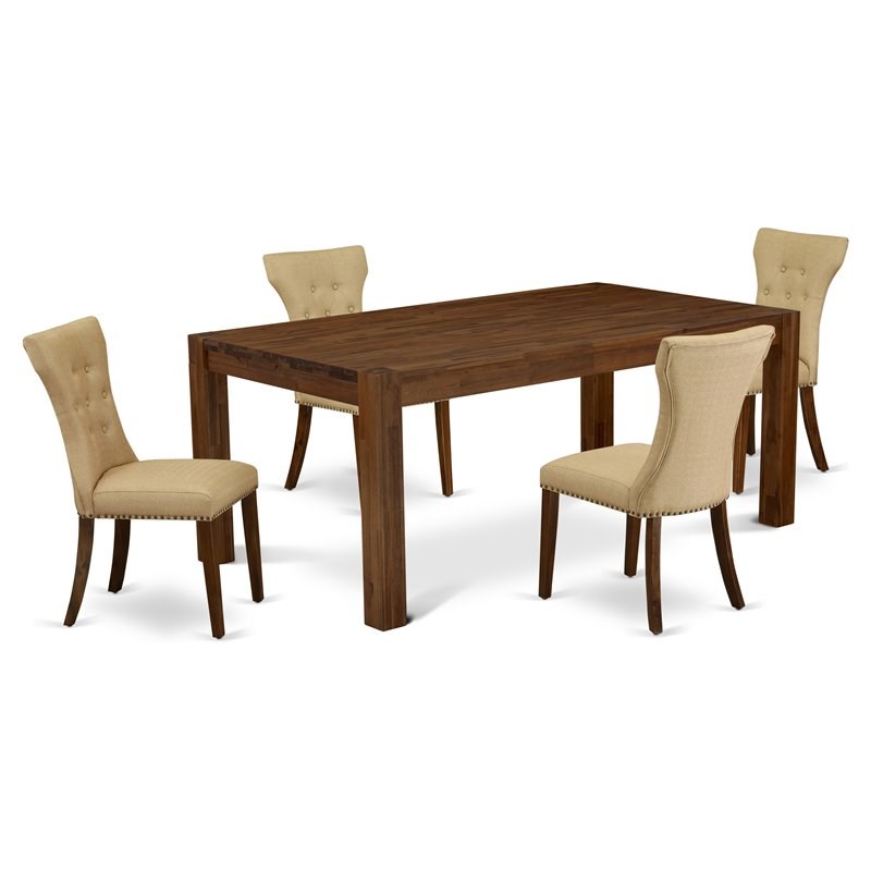 East West Furniture Lismore 5piece Wood Dining Set in Walnut Homesquare