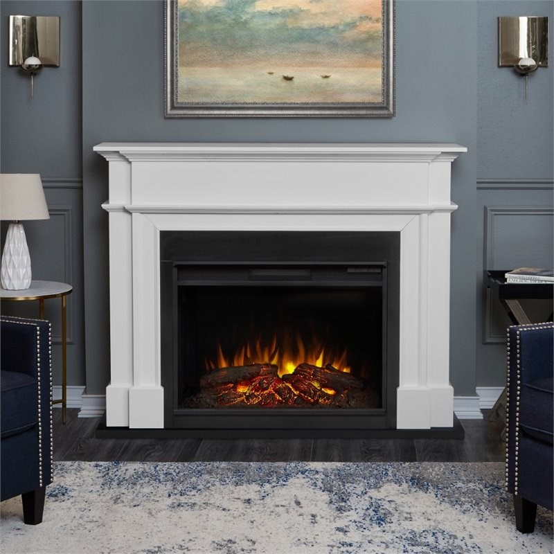 real flame harlan grand electric fireplace in white 8060ew