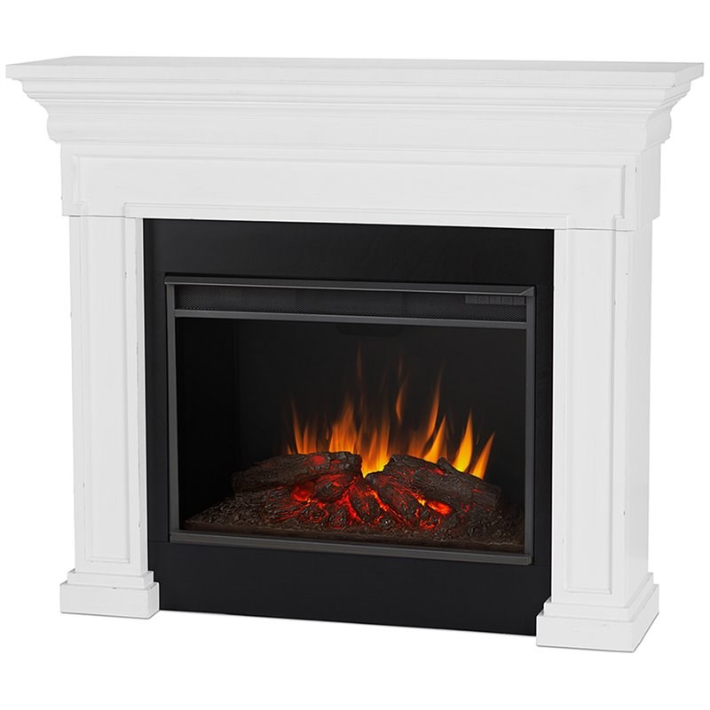 real flame emerson grand electric wood fireplace in rustic
