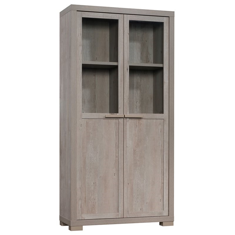 Sauder Manhattan Gate Contemporary Wood and Glass Storage in